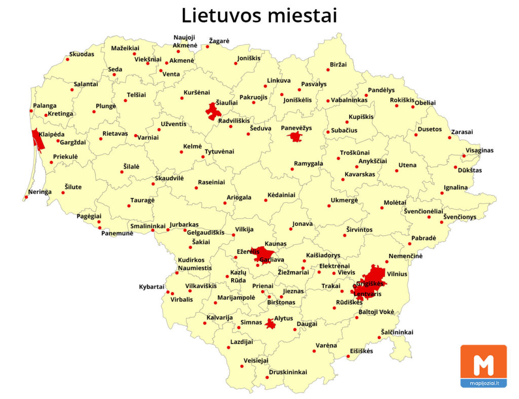 Lietuvos miestai (žemėlapis)